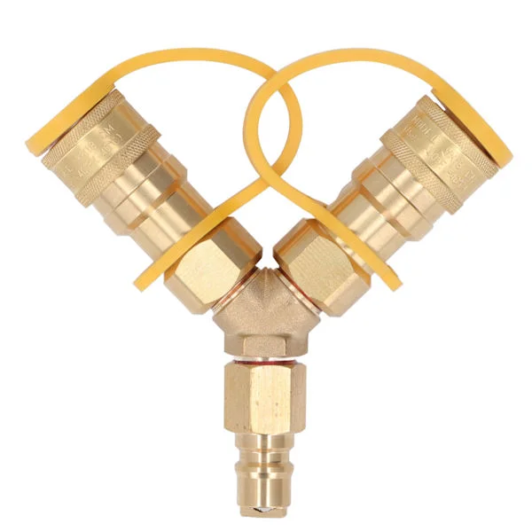 Y Splitter Natural Gas Quick Connect Adapter for Grills Generators Patio Heaters Pizza Ovens Patio Fire Pits 3/8 inch