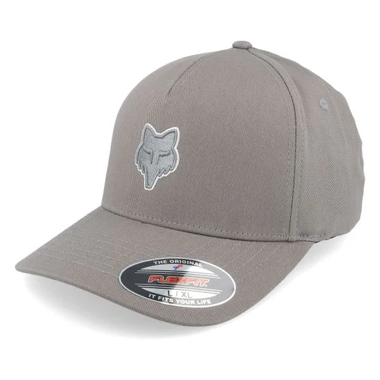 Fox - Fox Head Hat Steel Grey Stretch Fit Flexfit Grey Cap - @ Hatstore