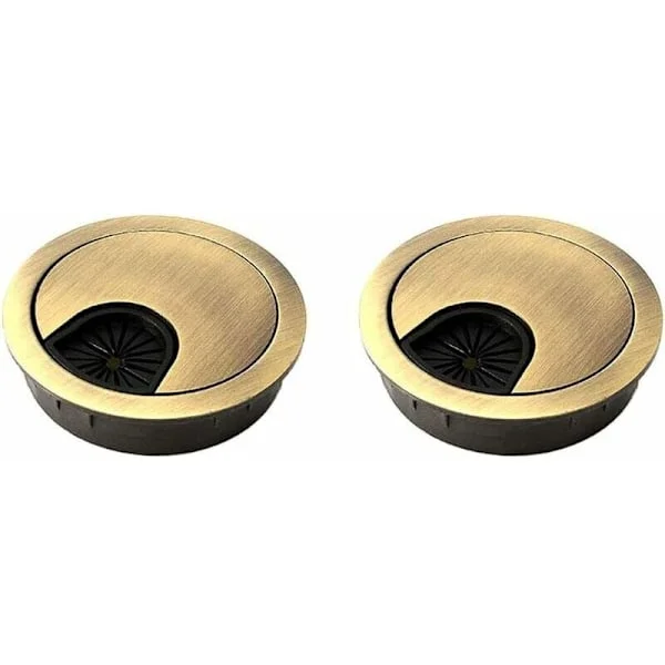 2 x Kabelgenomföringar för Skrivbord och Bänkskivor - Brons 50mm