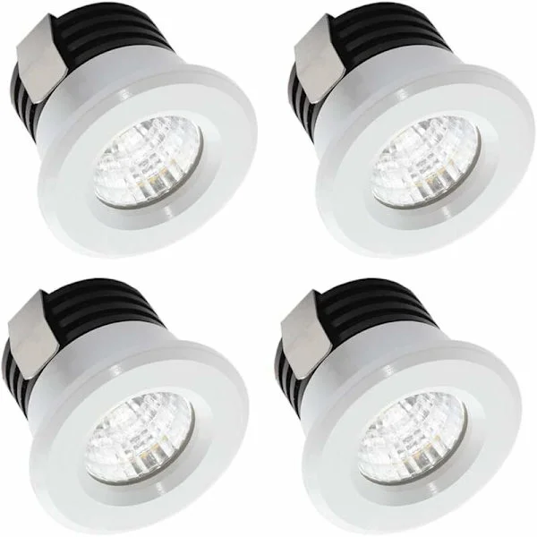 Sarja 4 Mini LED-kohdevaloa 3 W Lämmin valkoinen, Mini LED-kohdevalo näyteikkunoihin, rekisterikilven valaistus sis. erillisen muuntajan