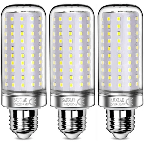 26W LED-pærer, svarer til 200W glødepære, 3000Lm, 6000K koldt hvidt lys, E27 Edison skruepærer, 3-pak [Energiklasse E]