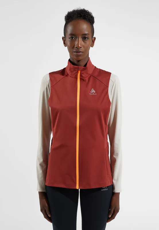 Odlo Veste sans manches de running Zeroweight Warm pour femme, XS, rouge