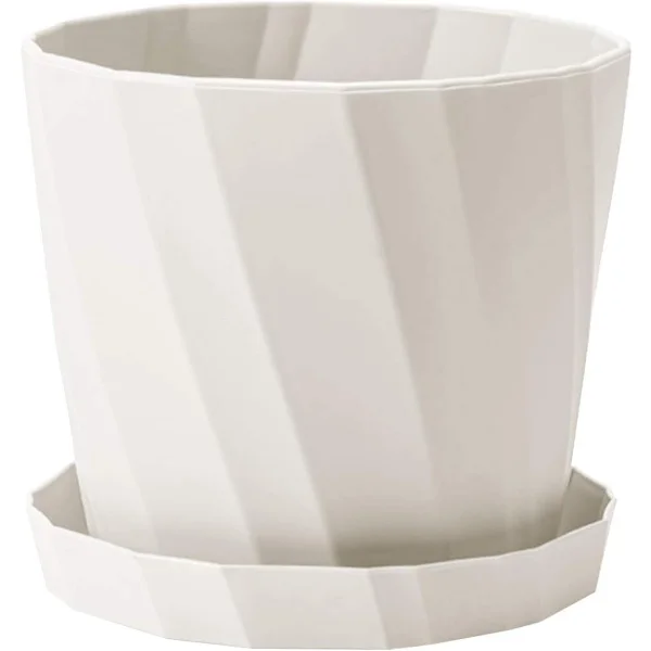 Plantepotte, Blomstervase, Sjov Vase Statue Plantepotte, Ensfarvet Plastik Blomsterpotte med Bakke Have Hjem Cafe Dekoration Hvid, M