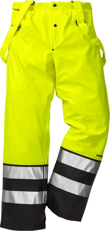 Arbetsbyxor Fristads Unisex Varsel Regnbyxa 2625 RS, klass 2, Varsel Gul/Svart Arbetskläder