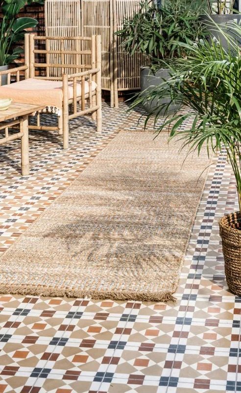 Plain (Single Colored) Sahara Jute Brown Runner Rug Small