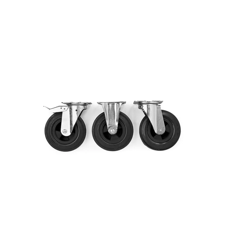 Svingbart hjul med brems, 100x30 mm, 70 kg, massiv gummi