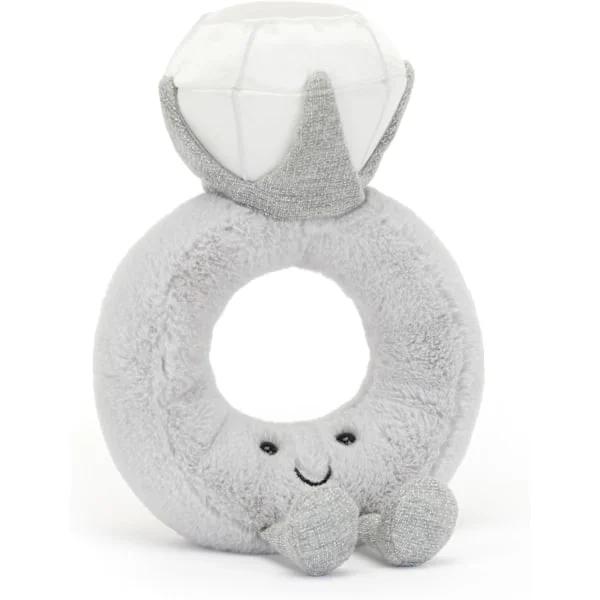 Jellycat Amuseables Diamant Ring Plyschleksak, 20 cm | Vigselring Plysch | Förlovnings- och Bröllopspresent