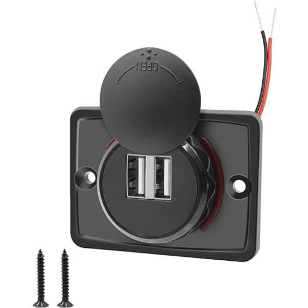 12V USB-uttag Dubbel USB Husbil 12V-uttag, 3.1a