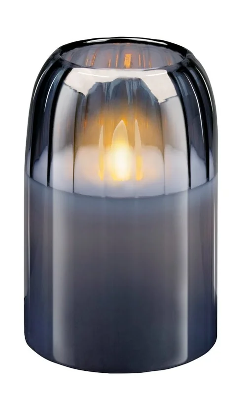 LED-lykt i glass grå Ø7,5 cm 12,5 cm / LED-lykt med bevegelig flamme / dekorativ LED-lykt