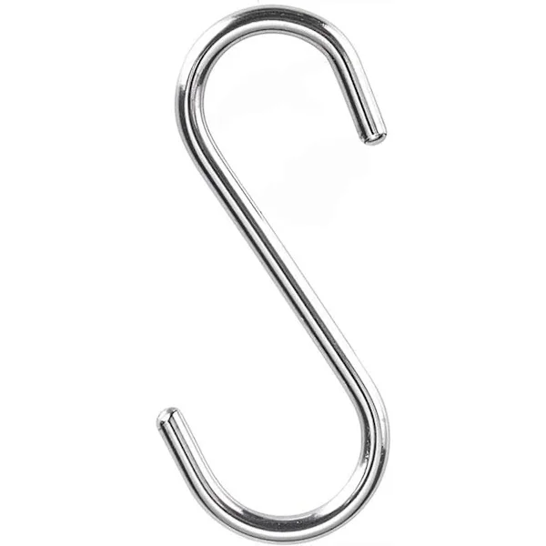 10-pack S-formade krokar Små hängande krokar 304 Rostfria tunga krokar Panna Grytställ Metallkrokar Garderob Växthakar För väskor, handdukar, mugg