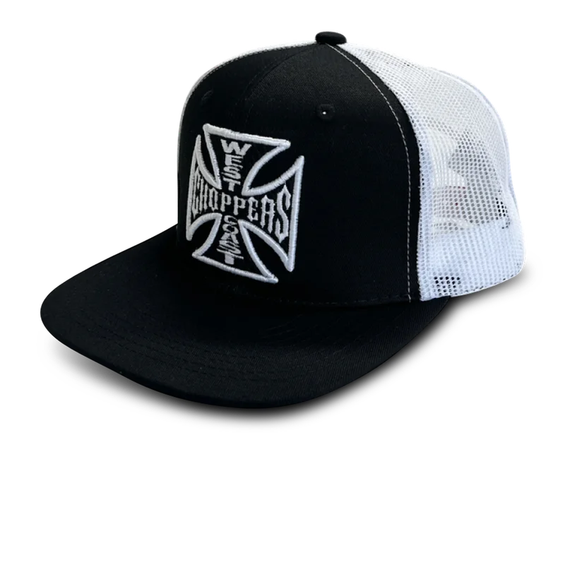 Czapka z Daszkiem West Coast Choppers OG Cross Flatbill Czarny/Złamany Biały Onesize