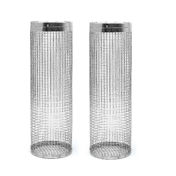 2 Pcs Rolling Grilling Baskets - Best Grilling Basket Ever, Stainless Steel Round Grill Net-FY-