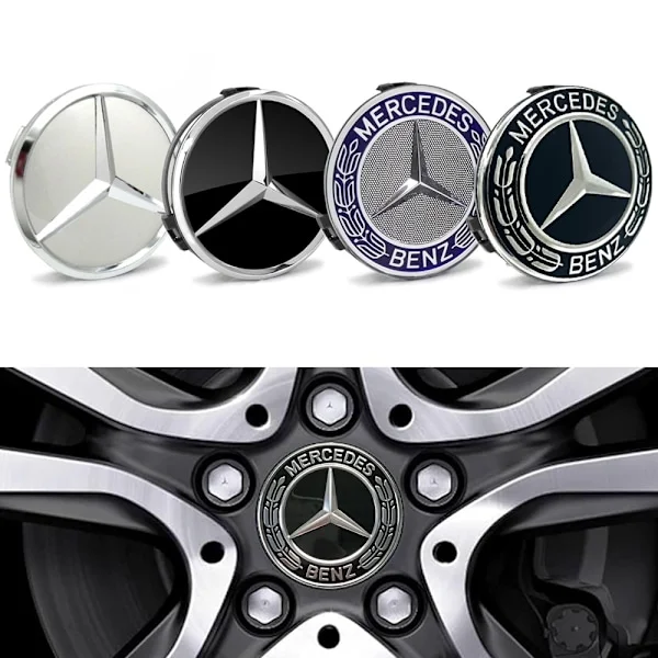 Mercedes-Benz Centrumkåpor / Hjulnav Bil Emblem - 4-Pack