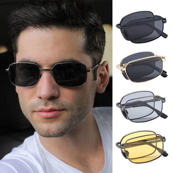 Foldable Polarized Sunglasses, Square Photochromic Driving Glasses