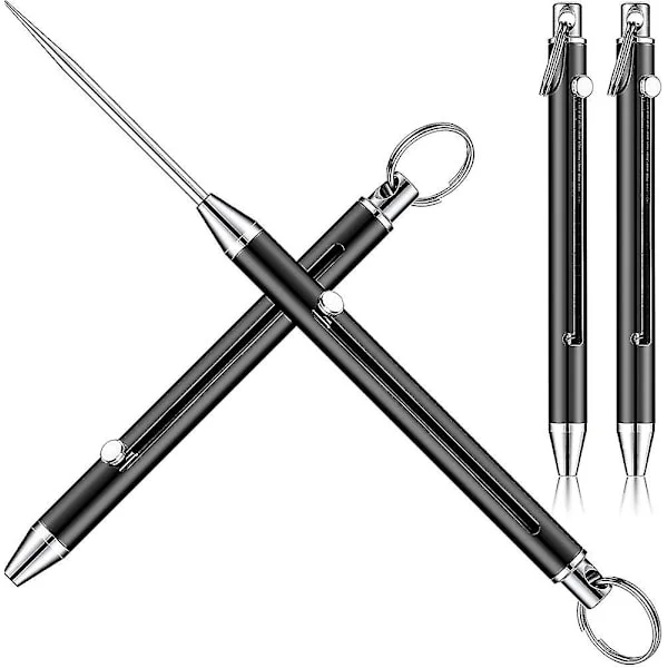 2 stk. Bærbare Titanium Tandstikker Lomme Tandstikker Nøglering Teleskopisk Integreret Tandstikker Metal Tandstikkerholder