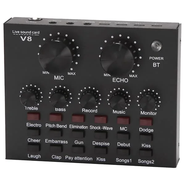 V8 Ljudkort Audio Set Interface Extern USB Live Mikrofon Ljudkort Bluetooth Funktion För Co