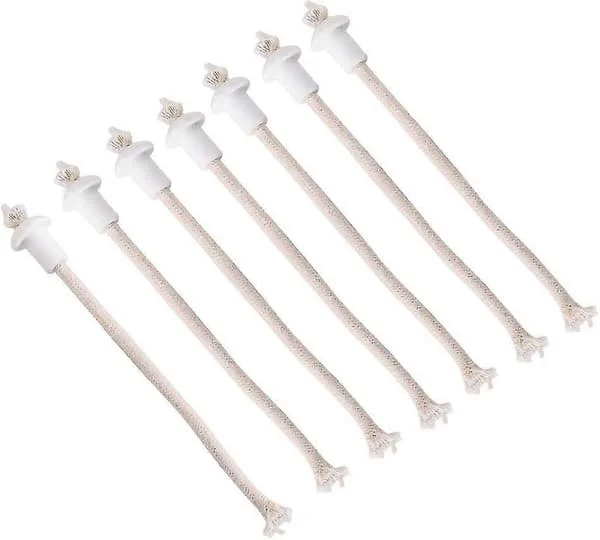 Bomullsveke for oljelampe, 7 stk. keramiske holdere, fakkel, vinflaske, oljelys, lampe, glassfiber, varmebestandig parafinveke