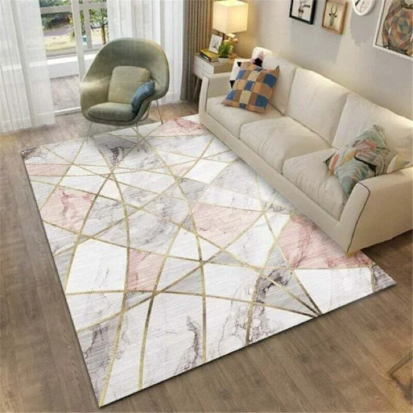 Moderne geometrisk teppe 80 x 120 cm – Slitesterkt – Sklisikkert – Vaskbart – Krystallfløyelsstoff – For stue og tenåringssoverom