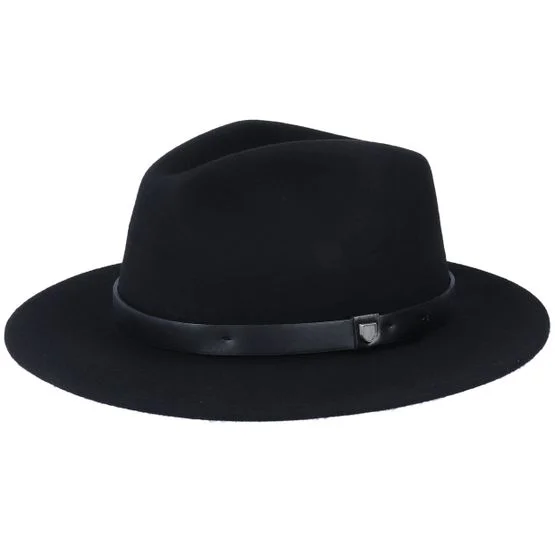 Brixton Unisex Messer Fedora Hut in Schwarz aus Filz, Größe S (56 cm) - Klassischer Schwarz fedora Hut Messer Black