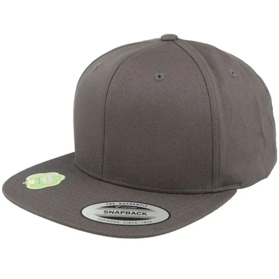 Yupoong - Organic Cotton Dark Grey Snapback Snapback Grey Cap - @ Hatstore