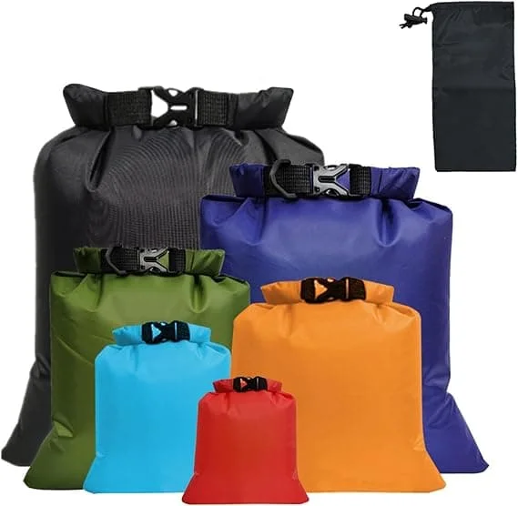 Waterproof Dry Bag Set 6 pcs, Lightweight Dry Bag Canoe Bags Waterproof Bag for Kayaking Rafting Boating Hiking Camping Travel Backpacking