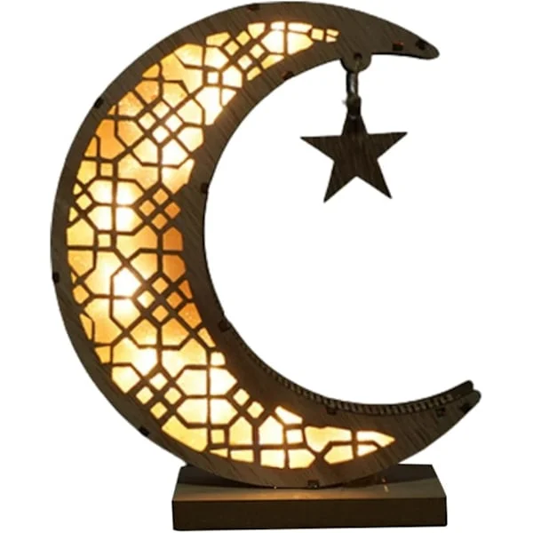 3D Træ Ramadan Lampe, Håndlavet Måne Stjerne LED Lys Dekor, Ramadan Mubarak Lampe Dekorationer, Eid Pynt Gave -DQ