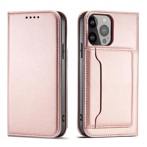 Magnet Korttikotelo Samsung Galaxy S23 Ultra kansi Flip lompakko jalusta vaaleanpunainen