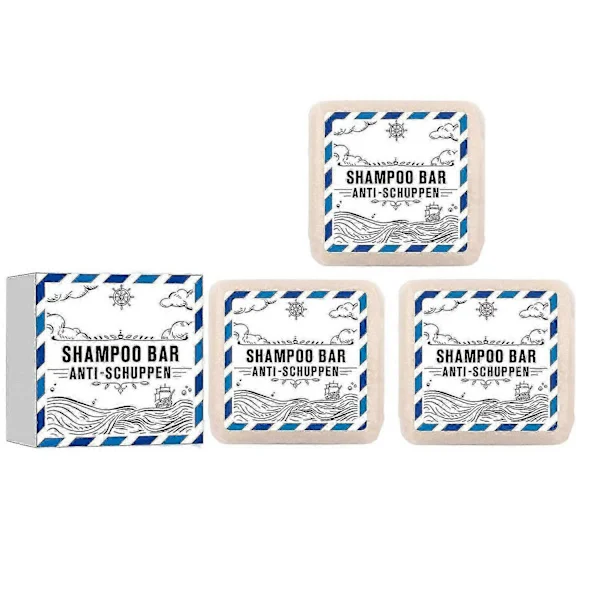 3X Solid Anti-flass Sjampo - Solid Sjampo Menn og Kvinner - 3-i-1 Dusjsåpe Menn for Hår, Ansikt, Kropp - Vegansk