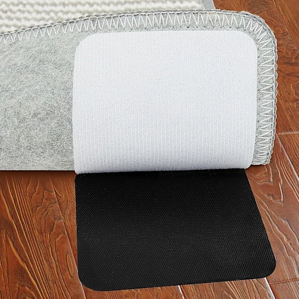 Gripere for teppe, 8 par firkantet sklisikker teppetape, krok og løkke teppeunderlag 10x10cm