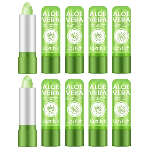 1 stk Aloe Vera Leppepomade, PH Fargeskiftende Leppestift, Endrer seg fra Grønn til Naturlig Rosa, Dypt Hydrerende Farget Leppepomade, Daglig 