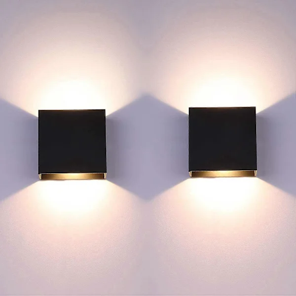 2 LED-vägglampor, upp- och nedåtriktade inomhusvägglampor, moderna vägglampor, svarta, 7W aluminium