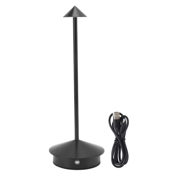 Cordless Iron Table Lamp, Rechargeable Bedside Lamp, 3 Color Temperatures, Adjustable Desk Lamp for Home, Dorm, Office, Black