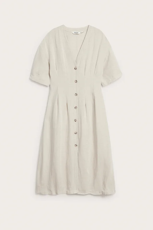 Kappahl | Klänning i linnemix Beige M | Dam