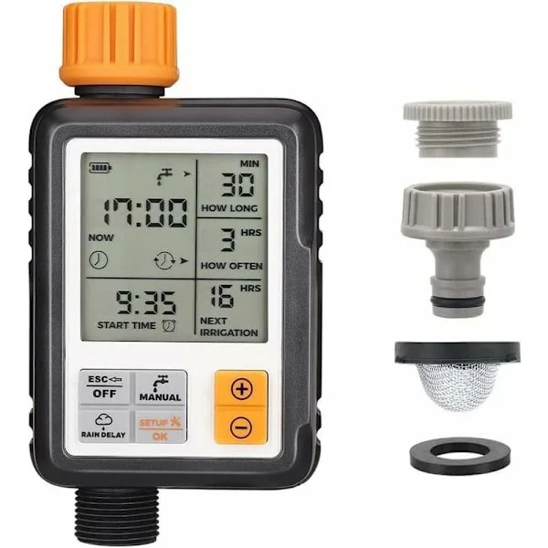 Automatisk vanningsur, dryppvanningsur, vanntett og utendørs bruk, flere moduser, 3" LCD-skjerm, vanning for hage, gård, plen, blomster