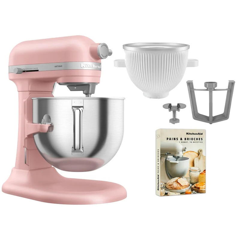 Kitchenaid Artisan 5KSM70SHXE køkkenmaskine 6,6 liter + 5KSMICM Ice Cream Maker, dried rose | KitchenOne