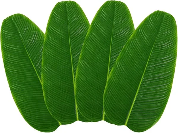Kunstige bananblade, sæt med 4 stk., hawaiiansk luau-fest, falske tropiske blade, grønne tropiske palmer, underlag, bordskåner til køkken, udendørs 