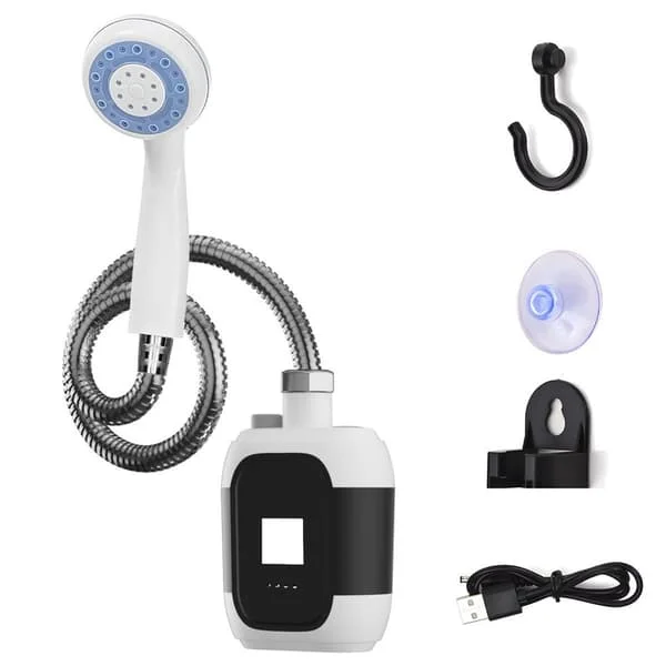 Kannettava 2000 mAh ladattava ulkosuihku - IPX7-vesitiivis, älykäs LED-näyttö, täydellinen retkeilyyn, vaellukseen, auton pesuun, puutarhanhoitoon ja 