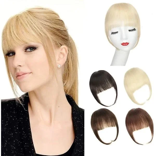 Clip-in-otsatukka ohimoilla, vaalea, 100 % aitoa hiusta, clip-on-pidennykset, ranskalainen