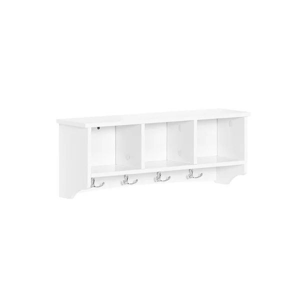 SoBuy Vægmonteret knagerække med 1 hylde i hvid 61x15x23cm, moderne FRG48-W