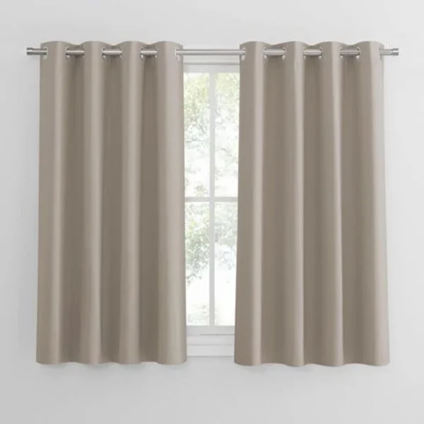 Mörkläggningsgardiner - Enfärgade Termiska Gardiner med Öljetter - Ljus- och Mörkläggande - Dekoration för Sovrum, Hem, Kök - 132x160cm Benvit - 2 