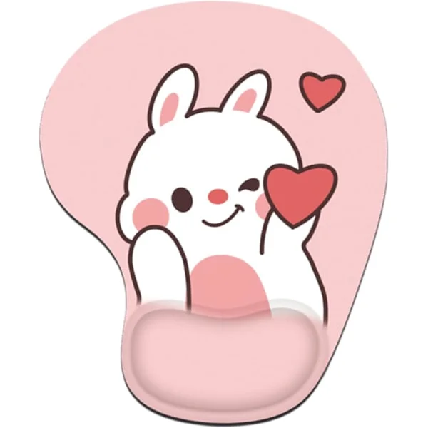 Kanin Kärlek Hjärta Musmatta Handledsstöd Rosa Söt Handledsstöd Kawaii Skrivbordstillbehör Halkfri Ergonomisk Musmatta för Kontor