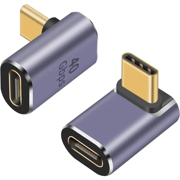 USB C 90 Degree Adapter for USB 4 Cable Adapter, 40Gbps USB C Adapter, 2-Pack UP Angle Type C Extender 8k Video Display