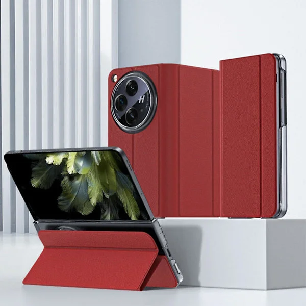 Magnetisk Beskyttelsesetui til Oneplus Open Flip Case, Minimalistisk Læder Støttefod Cover Fuld Krops Beskyttende Telefonetui