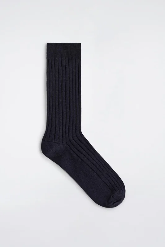 COS Men's Ribbed Silk Socks in Blue