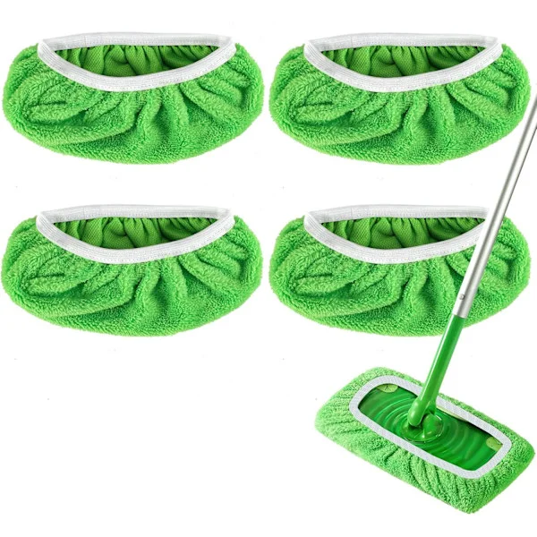 Reusable Microfiber Mop Pads for Swiffer Sweeper Mop - Dry Sweeping and Wet Mopping Pads for Household Cleaning - 4 Pack