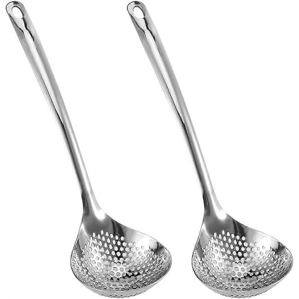Sked med slitsar, rostfritt stål, durkslag för hot pot, 2-pack, långskaftade matskedar för matlagning, köksredskap