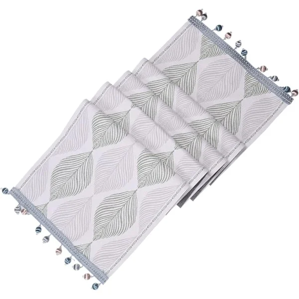 Grå bordløper, bomulls lin bordløper, rustikk brodert løper for spisebord, restaurant, dekorasjon - 14x71 tommer