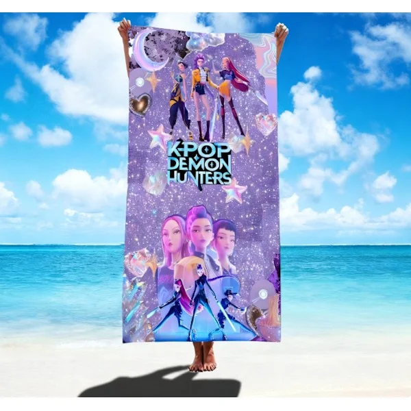 K-POP demonjägare tjejgrupp polyester ultrafiber vattenabsorberande sand handduk snabbtorkande handduk 75 * 150 cm 75*150cm