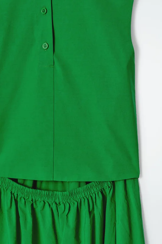 COS Women's Open-Back Cotton Maxi Dress in Green