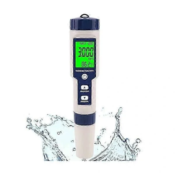 Pool Salt Tester, Digital Salinity Meter, High Accuracy 5 In 1 Salinity Tester for Saltwater, IP67 W